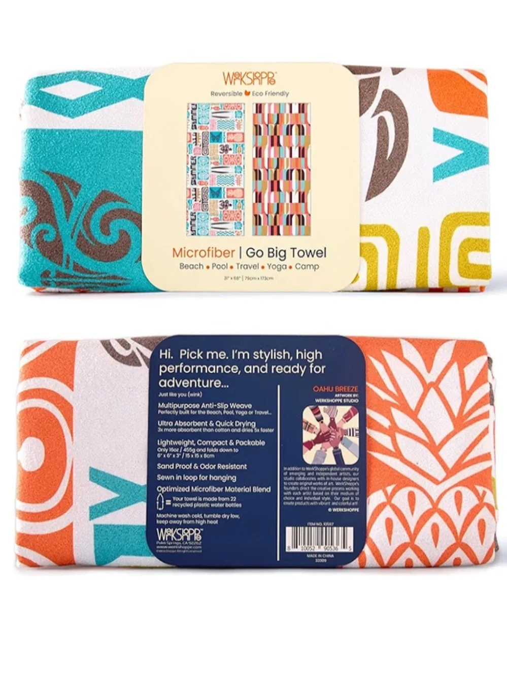 Microfiber Go Big Towel - Multicolor and Reversible Beach Towel Brand New